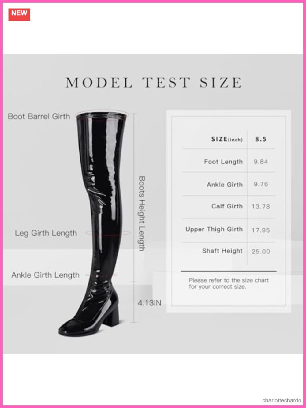 Patent Leather PU Chunky Heel Over the Knee Boots Square Toe Side Zipper Gogo - Picture 3 of 6